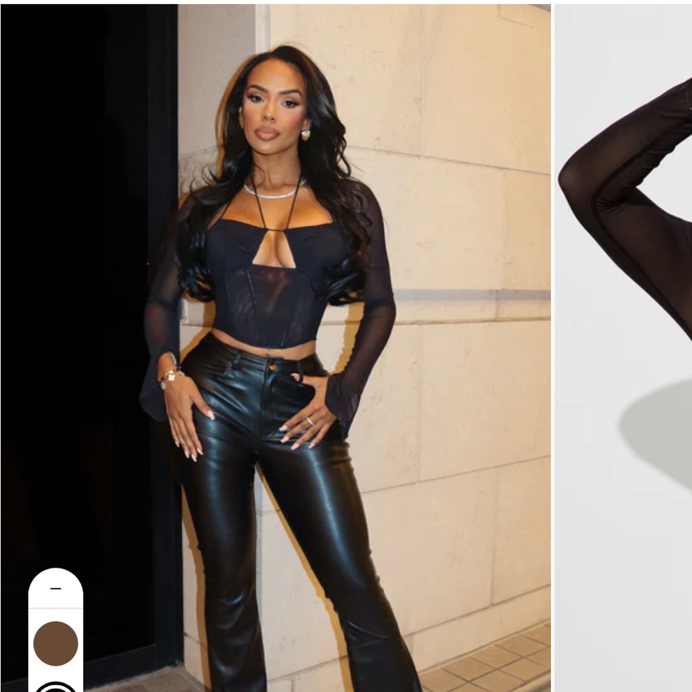 Long sleeve mesh corset top